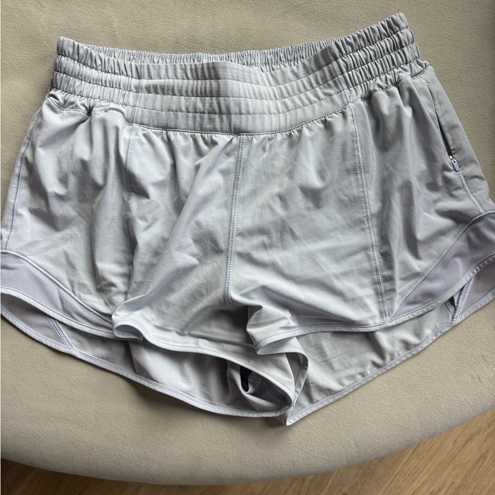 Lululemon womens hottie hot size 10 2.5 inch shorts. Very light lavender color.